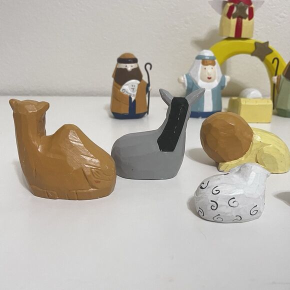 Vintage Midwest of Cannon Falls Wooden Christmas Nativity 16 Piece Set SCF - Picture 10 of 16